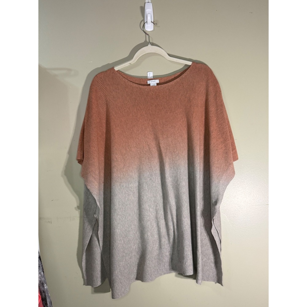 Pure Jill J. Jill Ombre Cotton Knit Poncho Terracotta Beige One Size Petite